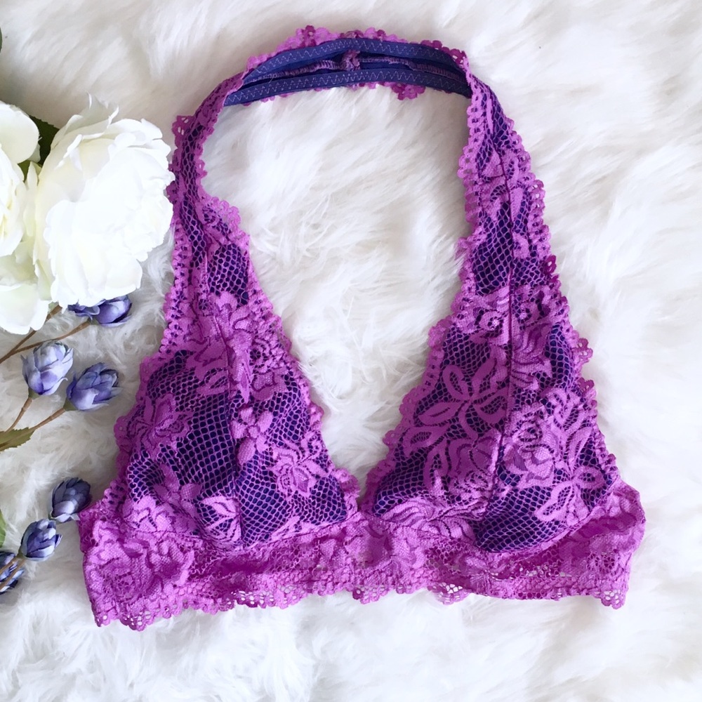 Free People lace halter bra - purple - Picture 1 of 5